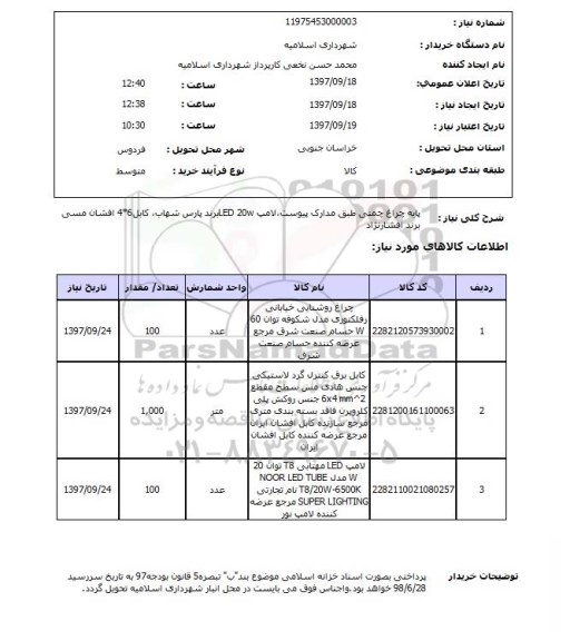 استعلام; استعلام پایه چراغ چمنی...