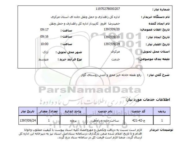 استعلام, رفع نقطه حادثه خیز محور و آنتنی روستای