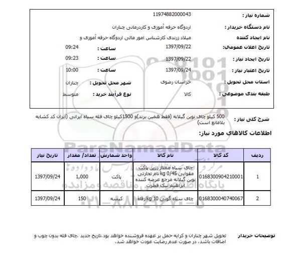 استعلام, چای ...