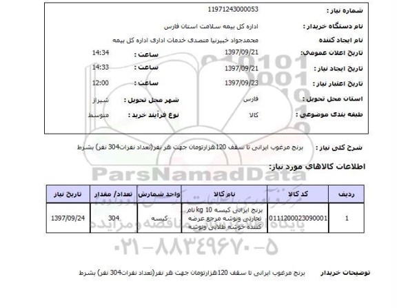 استعلام, برنج 