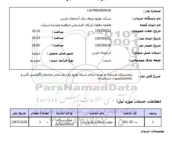 استعلام برونسپاری بازسازی و بهینه سازی