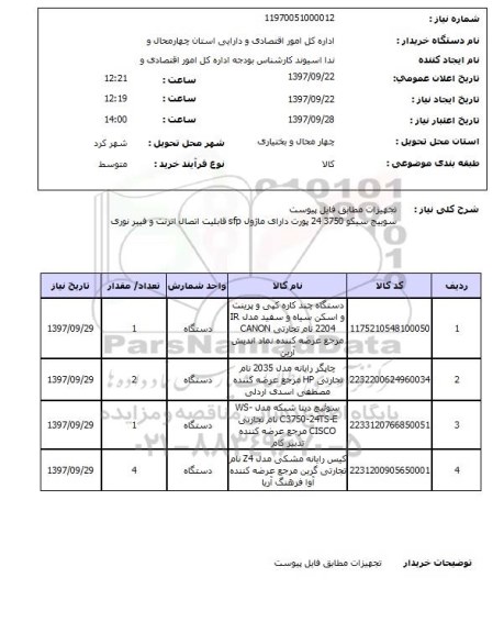 استعلام,استعلام تجهیزات سوئیچ و ....