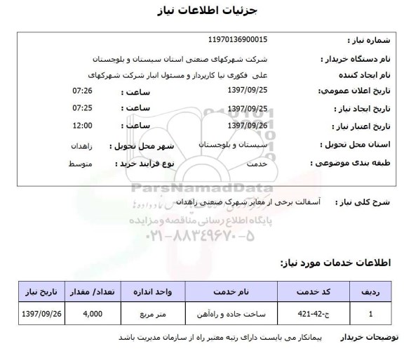 استعلام آسفالت برخی از معابر شهرک