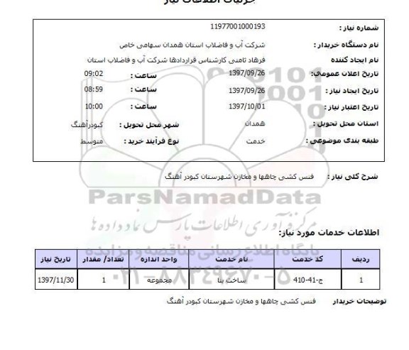 استعلام, استعلام فنس کشی چاهها و مخازن