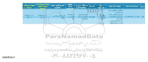 مناقصه مسیر شکافی جاده عشایری 