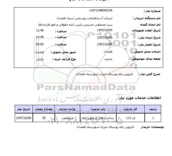 استعلام لایروبی چاه روستای