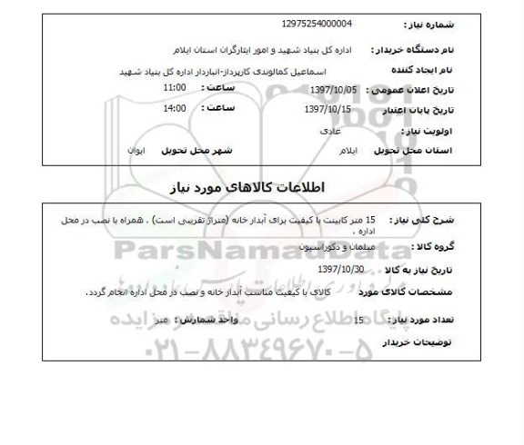 استعلام,استعلام 15 متر کابینت با کیفیت برای آبدارخانه 