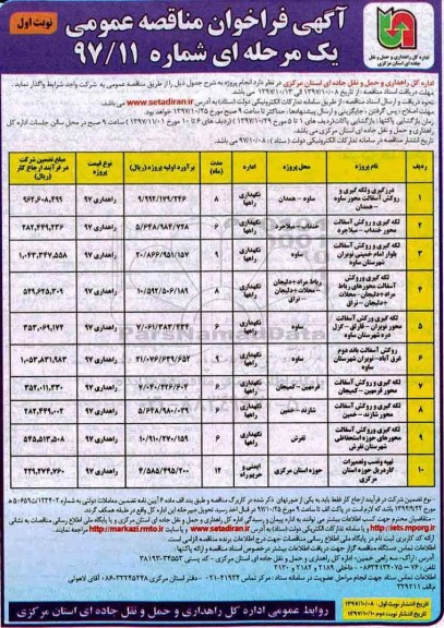 فراخوان مناقصه, فراخوان مناقصه درزگیری و لکه گیری و روکش آسفالت...