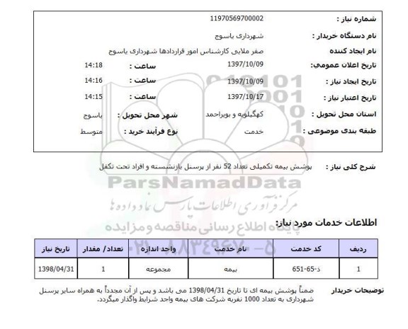 استعلام, پوشش بیمه تکمیلی