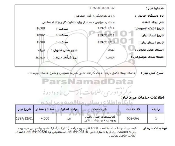 استعلام;خدمات بیمه مکمل درمان