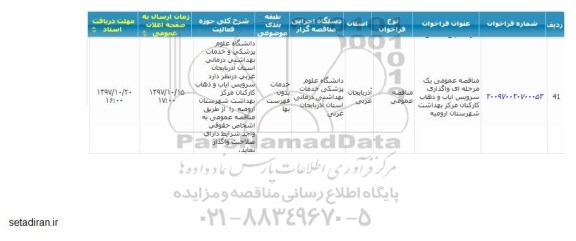 مناقصه ، مناقصه واگذاری سرویس ایاب و ذهاب کارکنان مرکز بهداشت 