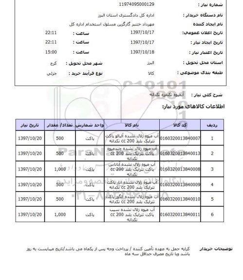 استعلام, آبمیوه تکنفره تک دانه  	