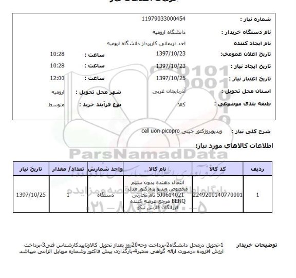 استعلام, استعلام ویدیو پروژکتور جیبی