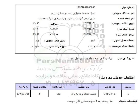 استعلام, استعلام  برق رسانی به 4 سوله  ...