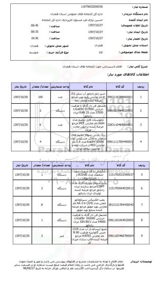 استعلام,استعلام  اقلام تاسیساتی جهت کتابخانه های  ...