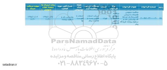 مناقصه اجرای سیستم روشنایی باند و سطوح پروازی 