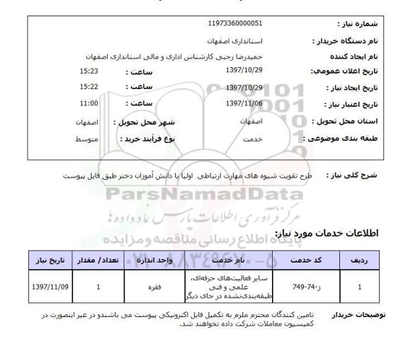 استعلام, طرح تقویت شیوه های مهارت ارتباطی اولیا با دانش آموزان دختر