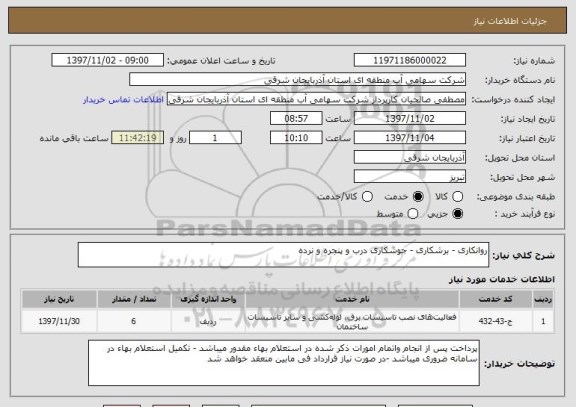 استعلام روانکاری - برشکاری - جوشکاری درب و پنجره و نرده