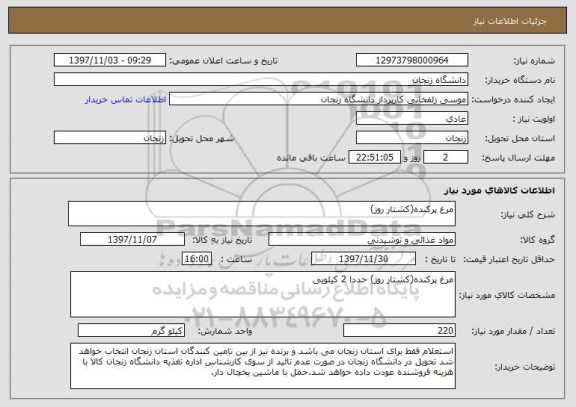 استعلام مرغ پرکنده(کشتار روز)