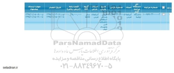 مزایده فروش وسایل اسقاطی دانشکده فنی و مهندسی خوی