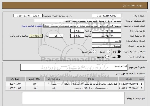 استعلام کیک و آبمیوه