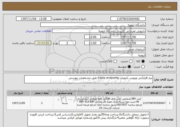 استعلام نرم افزارآنتی ویروس پادویش وGdata endpoint طبق مشخصات پیوستی