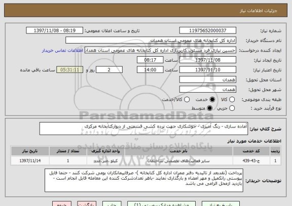 استعلام آماده سازی - رنگ آمیزی - جوشکاری جهت نرده کشی قسمتی از دیوارکتابخانه مرکزی  