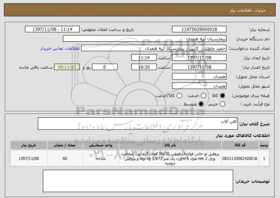 استعلام آهن آلات