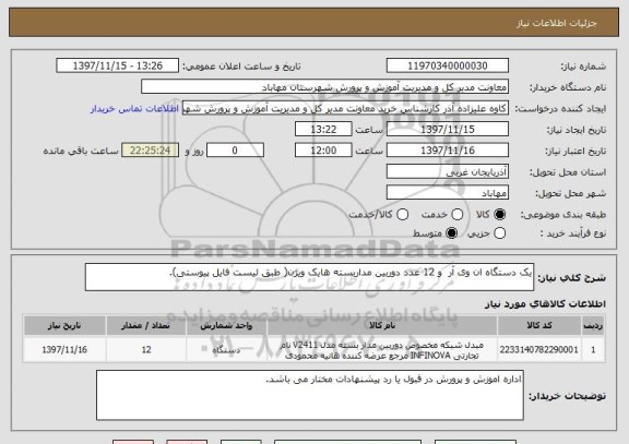 استعلام یک دستگاه ان وی آر  و 12 عدد دوربین مداربسته هایک ویژن( طبق لیست فایل پیوستی).