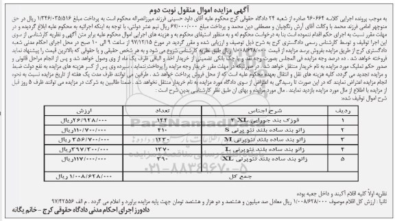 مزایده , مزایده فروش قوزک بند جورابی - انواع زانوبند ساده بلند نوبت دوم 