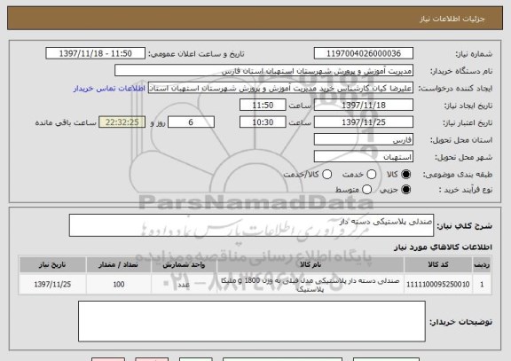 استعلام صندلی پلاستیکی دسته دار