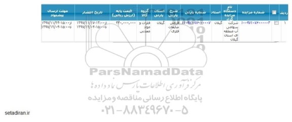 مزایده ,مزایده فروش ضایعات فلزی 