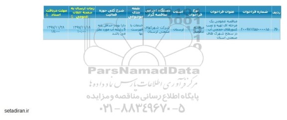 مناقصه تهیه و نصب کنتورهای حجمی آب