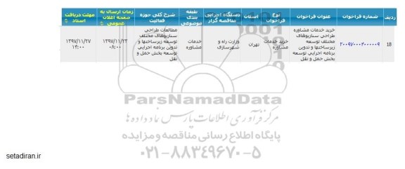 مناقصه, مناقصه خرید خدمات مشاوره طراحی سناریوهای مختلف ...