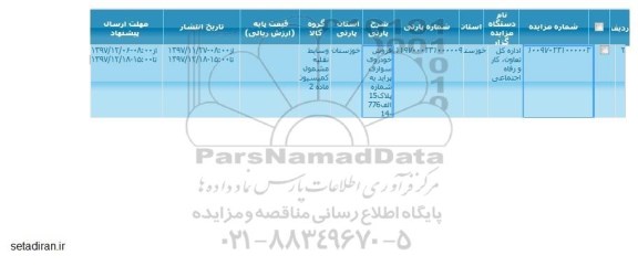 مزایده ، مزایده فروش خودروی سواری پراید 