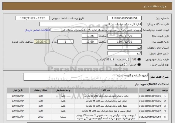 استعلام آبمیوه تکدانه و کلوچه نادری