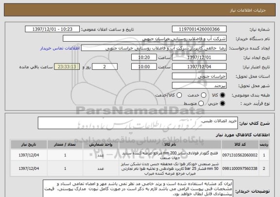 استعلام خرید اتصالات طبس.