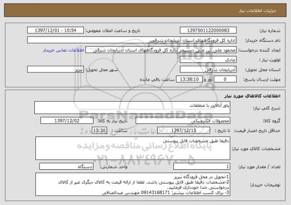 استعلام پاور آنالایزر با متعلقات