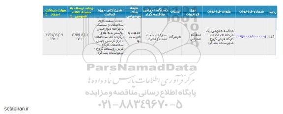 مناقصه مناقصه احداث کارگاه فرش ...