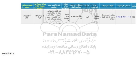 مناقصه , مناقصه لکه گیری و آسفالت 