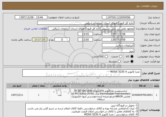 استعلام  مدیا کانورتر MOXA 5230 A