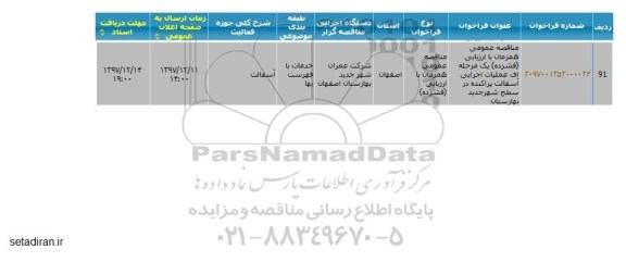 مناقصه عمومی, مناقصه عملیات اجرایی آسفالت پراکنده