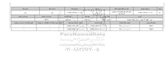 مزایده,مزایده ساختمان مسکونی عرصه 259.2 