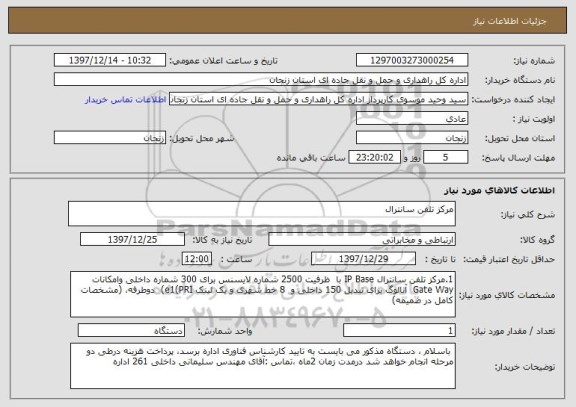 استعلام مرکز تلفن سانترال