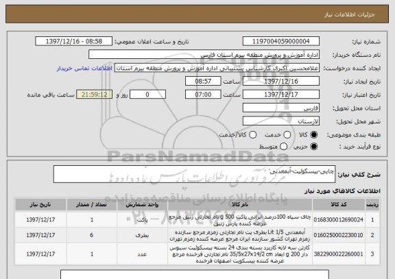 استعلام چایی-بیسکوئیت-آبمعدنی