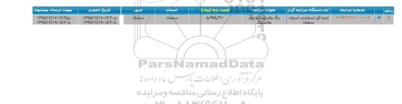 مزایده ,مزایده رنگ پلاستیک و نیم پلاستیک 