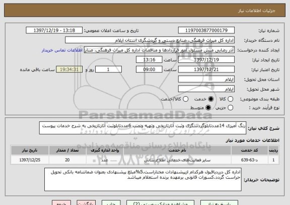 استعلام رنگ آمیزی 14عددتابلوگردشگری وثبت آثارتاریخی وتهیه ونصب 6عددتابلوثبت آثارتاریخی به شرح خدمات پیوست