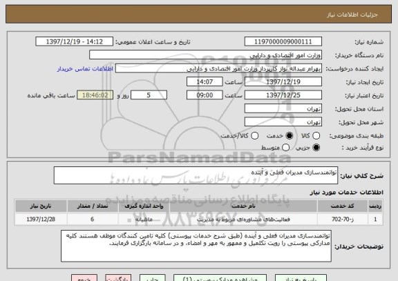 استعلام تواتمندسازی مدیران فعلی و آینده 