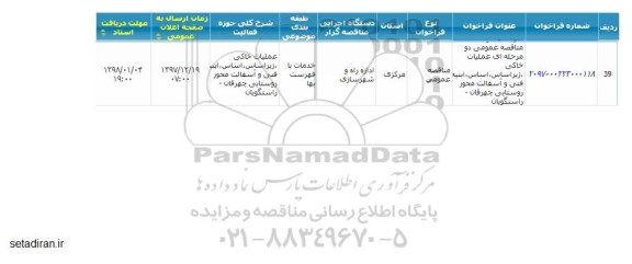 مناقصه مناقصه عملیات خاکی، زیراساس و ...