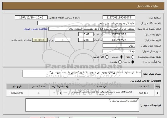 استعلام استاندارد سازی آسانسور اداره بهزیستی شهرستان ابهر *مطابق با لیست پیوستی*